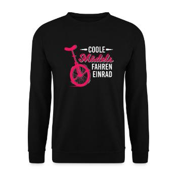 Coole Mädchen Fahren Einrad Einradfahrer Zirkus - Unisex Pullover - Schwarz - Vorne - Alina (178cm) & Michal (187cm)