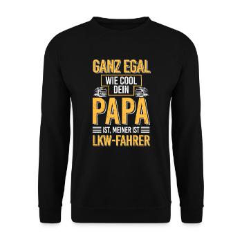 Cool Papa LKW-Fahrer Trucker Fernfahrer Lastwagen - Unisex Pullover - Schwarz - Vorne - Alina (178cm) & Michal (187cm)
