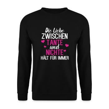 Tante Nichte Familie Liebe - Unisex Pullover - Schwarz - Vorne - Alina (178cm) & Michal (187cm)