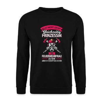 Prinzessin Feuerwehrfrau Freiwillige - Unisex Pullover - Schwarz - Vorne - Alina (178cm) & Michal (187cm)