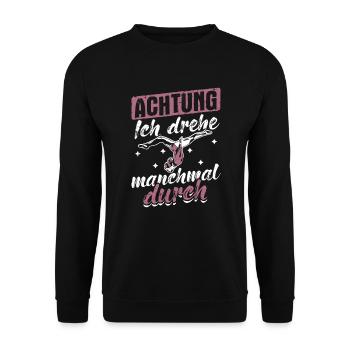 Achtung Drehe Durch Turner Gymnastik Akrobatik - Unisex Pullover - Schwarz - Vorne - Alina (178cm) & Michal (187cm)