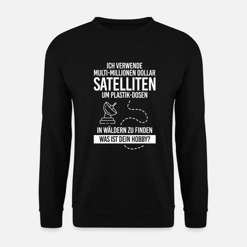 Verwende Satelliten Plastik Dosen Hobby Geocacher - Unisex Pullover - Schwarz