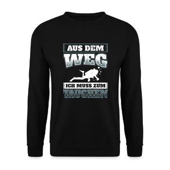 Aus Dem Weg Tauchen Taucher Schwimmen Wasser Meer - Unisex Pullover - Schwarz - Vorne - Alina (178cm) & Michal (187cm)