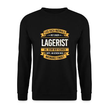 Lege Nie Lageristen An Lagerlogistik - Unisex Pullover - Schwarz - Vorne - Alina (178cm) & Michal (187cm)