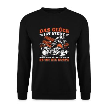 Glück Ist Kurve Motorrad Motorradfahrer Biker - Unisex Pullover - Schwarz - Vorne - Alina (178cm) & Michal (187cm)