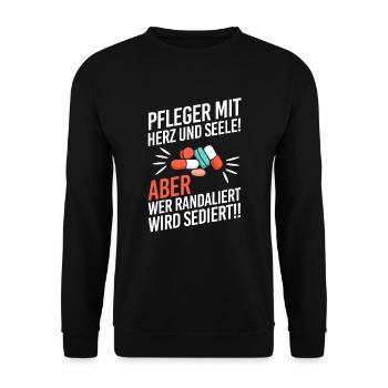 Pfleger Mit Herz Und Seele Altenheim Senioren - Unisex Pullover - Schwarz - Vorne - Alina (178cm) & Michal (187cm)