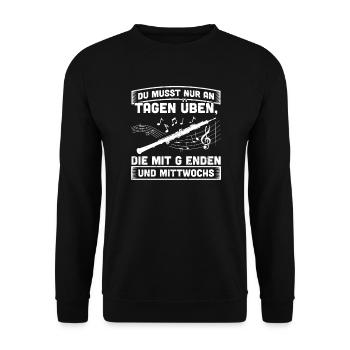 Querflöte üben Tage Musik Musiker Musikinstrument - Unisex Pullover - Schwarz - Vorne - Alina (178cm) & Michal (187cm)