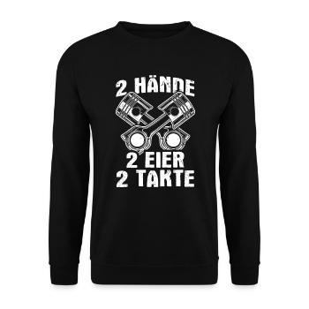 2 Hände Eier Takte Mopedfahrer Moped Roller Biker - Unisex Pullover - Schwarz - Vorne - Alina (178cm) & Michal (187cm)