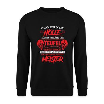 Hölle Verlässt Teufel Thron Satanist 666 - Unisex Pullover - Schwarz - Vorne - Alina (178cm) & Michal (187cm)