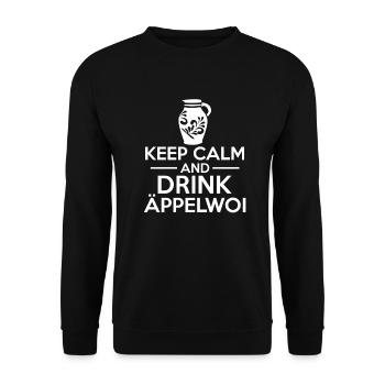 Keep Calm Äppelwoi Apfelwein Handkäs Hessen - Unisex Pullover - Schwarz - Vorne - Alina (178cm) & Michal (187cm)