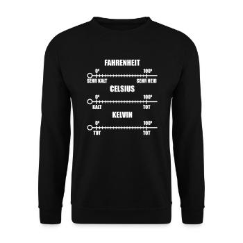 Fahrenheit Celsius Kelvin Physiker Physik - Unisex Pullover - Schwarz - Vorne - Alina (178cm) & Michal (187cm)