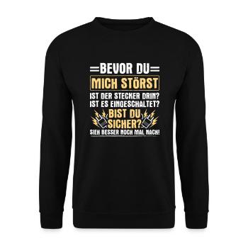Bevor Du Mich Störst Elektriker Strom - Unisex Pullover - Schwarz - Vorne - Alina (178cm) & Michal (187cm)