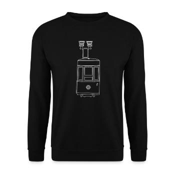 Line Art Tram (Lisbonne) - Sweat-shirt Unisexe - noir - Devant - Alina (178cm) & Michal (187cm)