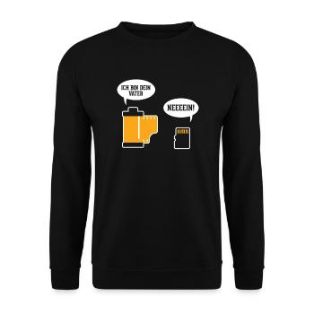 Bin Dein Vater Fotografie Fotograf Kamera - Unisex Pullover - Schwarz - Vorne - Alina (178cm) & Michal (187cm)
