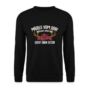 Mädels Vom Dorf Dorfkind Dorf Dorffest Bauernhof - Unisex Pullover - Schwarz - Vorne - Alina (178cm) & Michal (187cm)