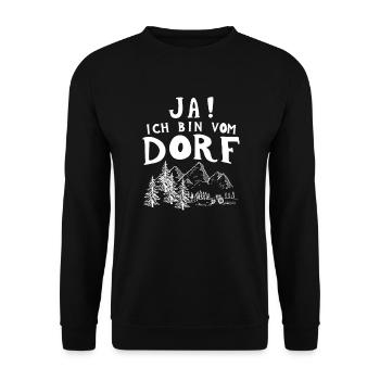 Bin Vom Dorf Dorfkind Dorffest Bauernhof - Unisex Pullover - Schwarz - Vorne - Alina (178cm) & Michal (187cm)
