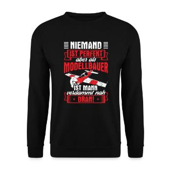 Niemand Perfekt Modellbauer Modellflieger - Unisex Pullover - Schwarz - Vorne - Alina (178cm) & Michal (187cm)