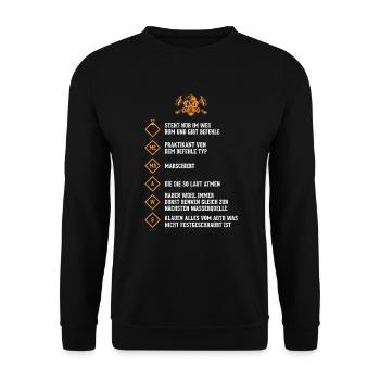 Feuerwehr Abkürzungen Feuerwehrmann - Unisex Pullover - Schwarz - Vorne - Alina (178cm) & Michal (187cm)