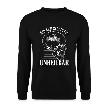 Arzt Sagt Unheilbar Trike Trikefahrer Motorrad - Unisex Pullover - Schwarz - Vorne - Alina (178cm) & Michal (187cm)