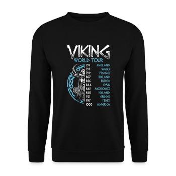 Viking World Tour Wikinger Nordische Mythologie - Unisex Pullover - Schwarz - Vorne - Alina (178cm) & Michal (187cm)