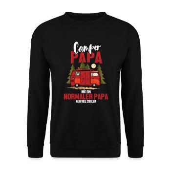 Camper Papa Viel Cooler Camping Vater Wohnwagen - Unisex Pullover - Schwarz - Vorne - Alina (178cm) & Michal (187cm)