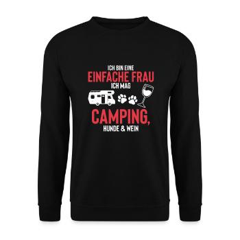 Simply Woman aime les chiens de camping Wine Campers - Sweat-shirt Unisexe - noir - Devant - Alina (178cm) & Michal (187cm)