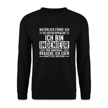 Selbstgespräche Für Kompetente Beratung Ingenieur - Unisex Pullover - Schwarz - Vorne - Alina (178cm) & Michal (187cm)