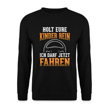 Darf Jetzt Fahren Führerschein Bestanden - Unisex Pullover - Schwarz - Vorne - Alina (178cm) & Michal (187cm)
