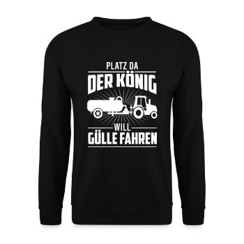 König Will Gülle Fahren Bauer Landwirt Traktor - Unisex Pullover - Schwarz - Vorne - Alina (178cm) & Michal (187cm)