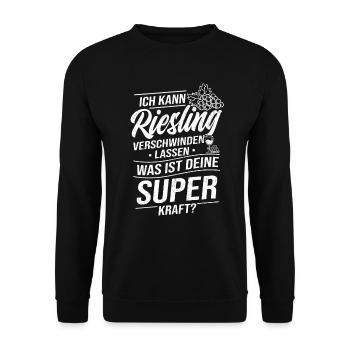 Riesling Wein - Unisex Pullover - Schwarz - Vorne - Alina (178cm) & Michal (187cm)