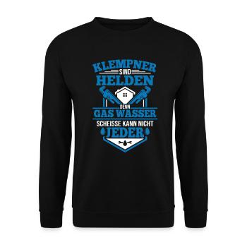 Klempner Installateur - Unisex Pullover - Schwarz - Vorne - Alina (178cm) & Michal (187cm)