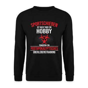 Schütze Sportschütze - Unisex Pullover - Schwarz - Vorne - Alina (178cm) & Michal (187cm)