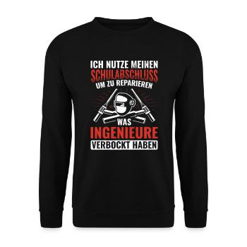 Schweissen Schweißer Schweißen - Unisex Pullover - Schwarz - Vorne - Alina (178cm) & Michal (187cm)