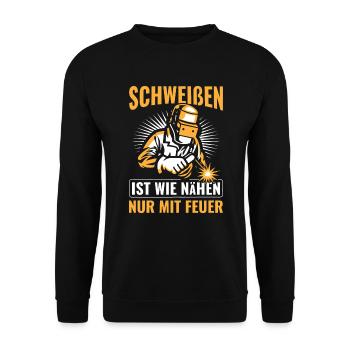 Schweißer Schweissen - Unisex Pullover - Schwarz - Vorne - Alina (178cm) & Michal (187cm)