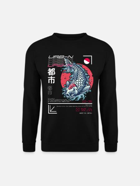 Japanese Art Style Koi Fish - Unisex Sweatshirt - black