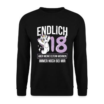 18. Geburtstag 18. Geburtstag - Unisex Pullover - Schwarz - Vorne - Alina (178cm) & Michal (187cm)