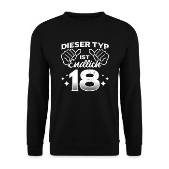 18. Geburtstag 18. Geburtstag - Unisex Pullover - Schwarz - Vorne - Alina (178cm) & Michal (187cm)