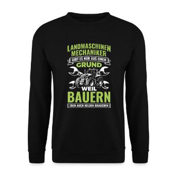 Landmaschinenmechaniker Mechaniker Landmaschinen - Unisex Pullover - Schwarz - Vorne - Alina (178cm) & Michal (187cm)