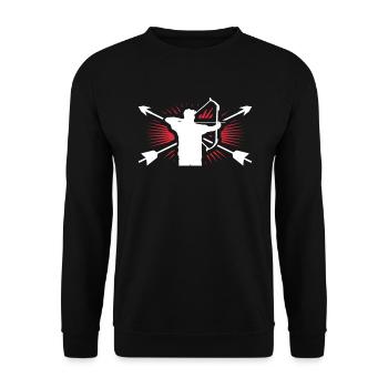Bogenschießen - Unisex Pullover - Schwarz - Vorne - Alina (178cm) & Michal (187cm)