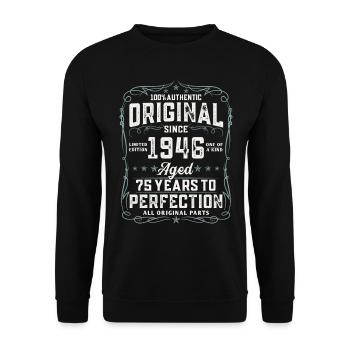 Millésime 1946 Vintage 75 anniversaire cadeau - Sweat-shirt Unisexe - noir - Devant - Alina (178cm) & Michal (187cm)