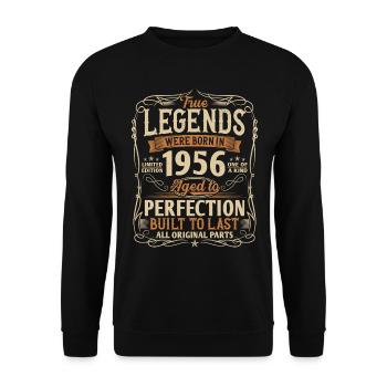 Born in 1956 Legends Birthday Gift - Unisex Sweatshirt - black - Front - Alina (178cm) & Michal (187cm)