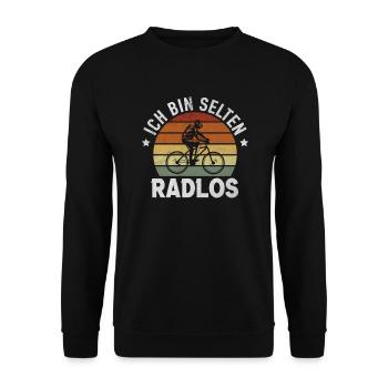 Radlos Fahrrad Fahrradfahrer Fahrradtour Wortspiel - Unisex Pullover - Schwarz - Vorne - Alina (178cm) & Michal (187cm)
