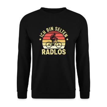 Ich Bin Selten Radlos Vintage Fahrradfahrer Biken - Unisex Pullover - Schwarz - Vorne - Alina (178cm) & Michal (187cm)