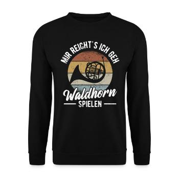 Waldhorn Hornist Orchester Horn Musiker - Unisex Pullover - Schwarz - Vorne - Alina (178cm) & Michal (187cm)