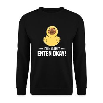 Ich Mag Halt Enten Okay Badewannen Kröten - Unisex Pullover - Schwarz - Vorne - Alina (178cm) & Michal (187cm)