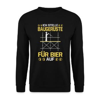 Baugerüste Aufstellen Bier Baustelle Handwerker - Unisex Pullover - Schwarz - Vorne - Alina (178cm) & Michal (187cm)