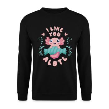 Axolotl jeu de mots Je t’aime Alotl Animal aquatique - Sweat-shirt Unisexe - noir - Devant - Alina (178cm) & Michal (187cm)