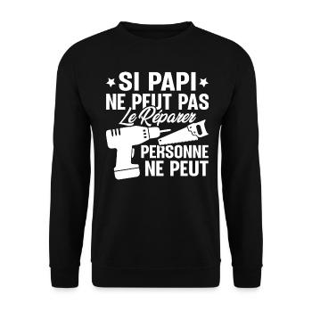 Si Papi ne peut pas le Réparer personne ne peut - Sweat-shirt Unisexe - noir - Devant - Alina (178cm) & Michal (187cm)
