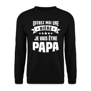 Offrez moi une bière je vais être papa - Sweat-shirt Unisexe - noir - Devant - Alina (178cm) & Michal (187cm)