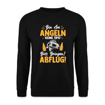 Angler Bin Angeln Keine Tips Bier Bringen Abflug - Unisex Pullover - Schwarz - Vorne - Alina (178cm) & Michal (187cm)